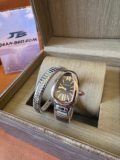 Bvlgari Serpenti Tubogas Snake Watch Stainless Steel Black Dial