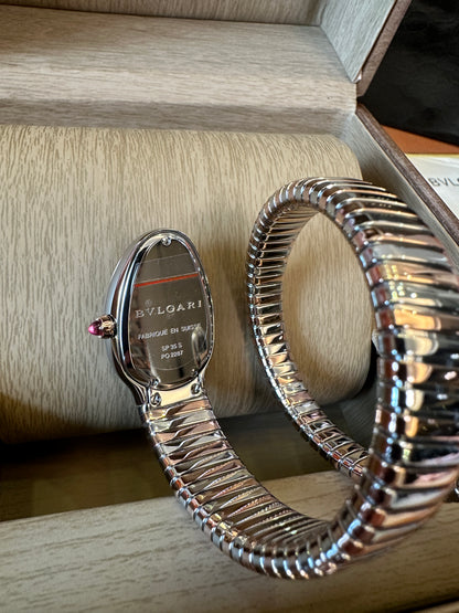 Bvlgari Serpenti Tubogas Snake Watch Stainless Steel Black Dial