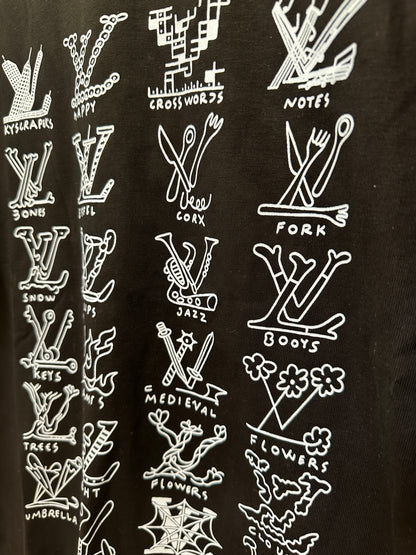 Louis Vuitton LV Graphic Letters Print Black T-Shirt