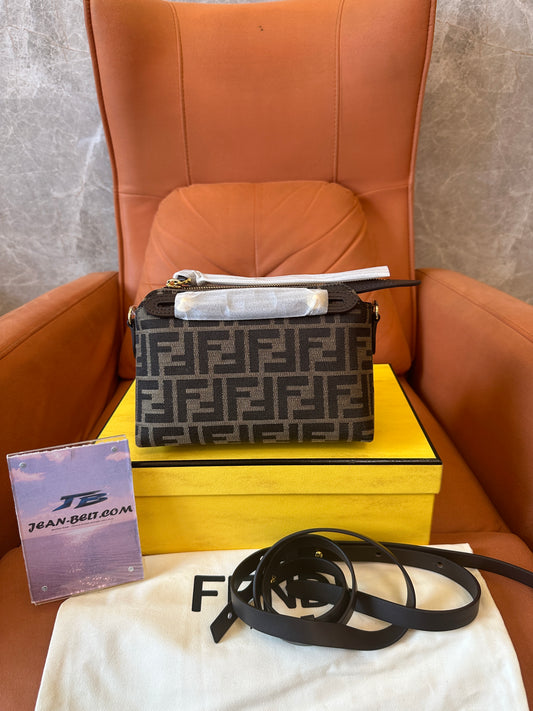 Fendi FF Monogram Mini Top Handle Crossbody Bag Brown
