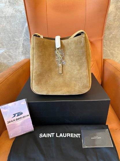 Saint Laurent Le 5 À 7 Small Suede Hobo Bag-Tan