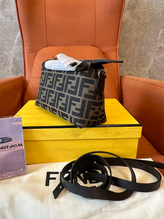 Fendi FF Monogram Mini Top Handle Crossbody Bag Brown