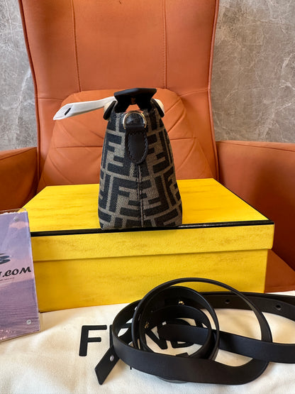 Fendi FF Monogram Mini Top Handle Crossbody Bag Brown