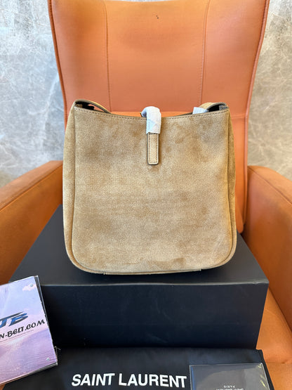 Saint Laurent Le 5 À 7 Small Suede Hobo Bag-Tan
