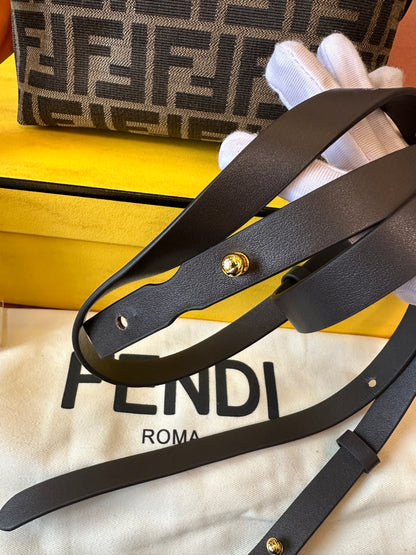 Fendi FF Monogram Mini Top Handle Crossbody Bag Brown