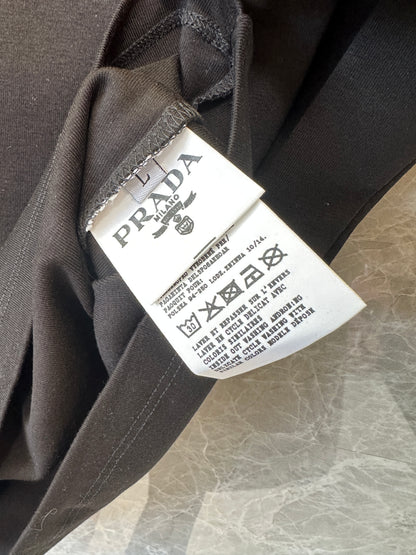 Prada Logo Plaque Tank Top Black Slim Fit Basic Sleeveless Top