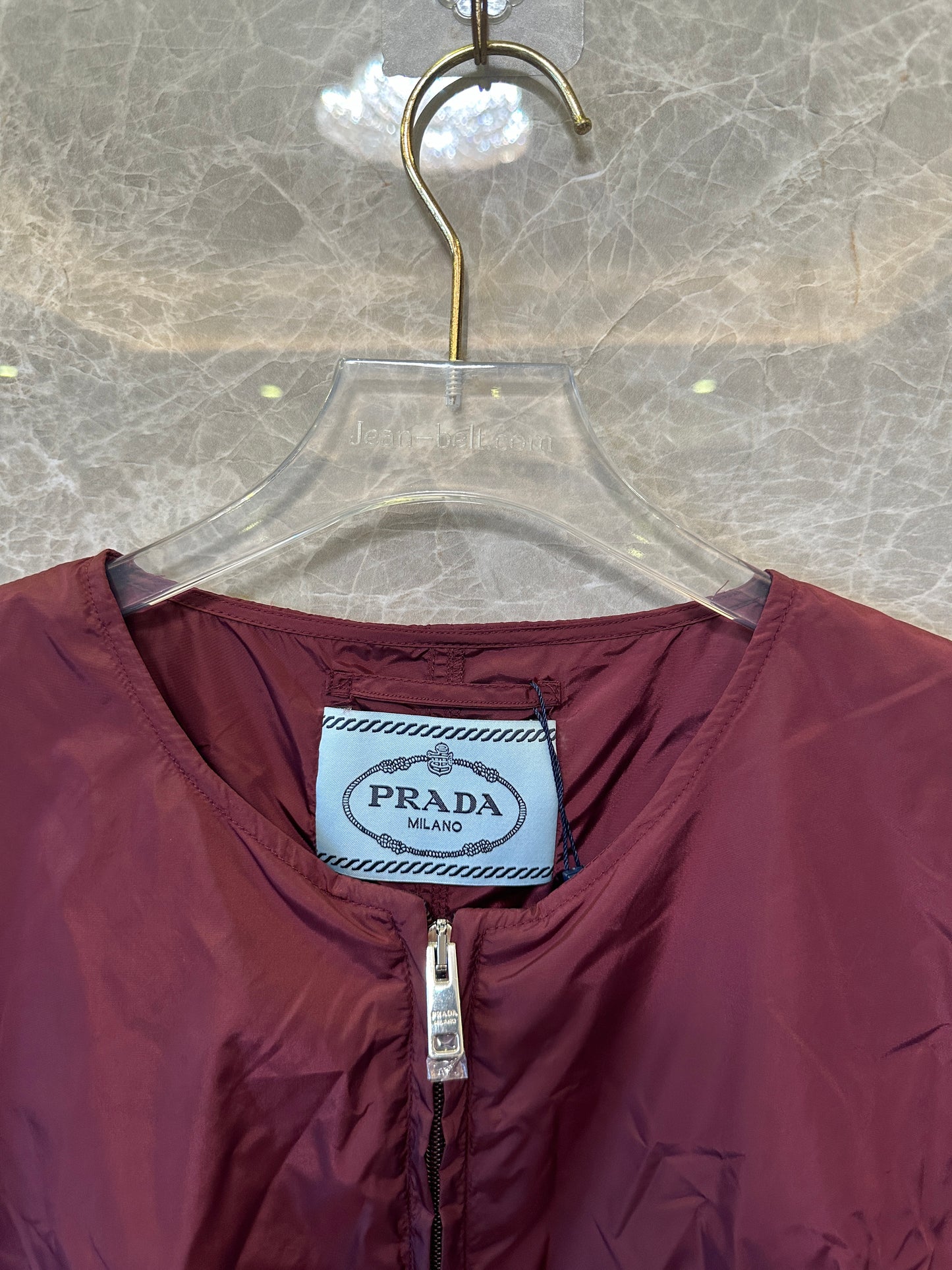 Prada Nylon Drawstring Dress Burgundy