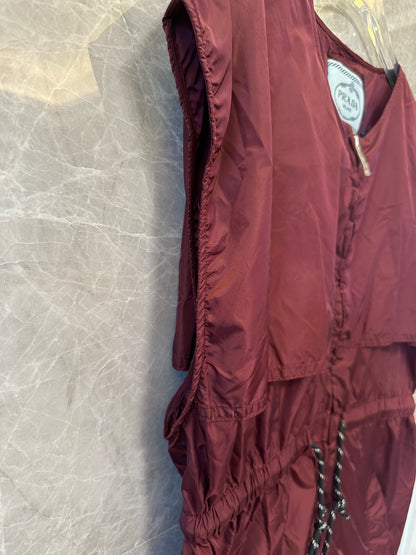 Prada Nylon Drawstring Dress Burgundy