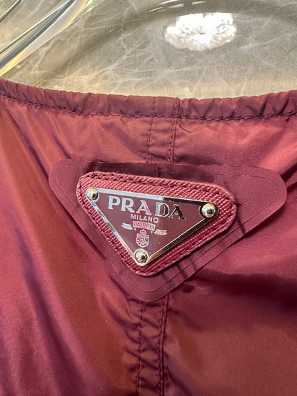 Prada Nylon Drawstring Dress Burgundy