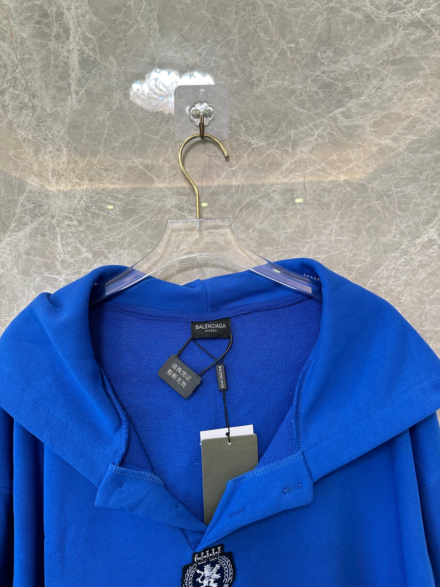 Balenciaga Oversized Logo Hoodie Blue Streetwear Pullover Sweatshirt