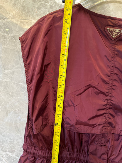 Prada Nylon Drawstring Dress Burgundy