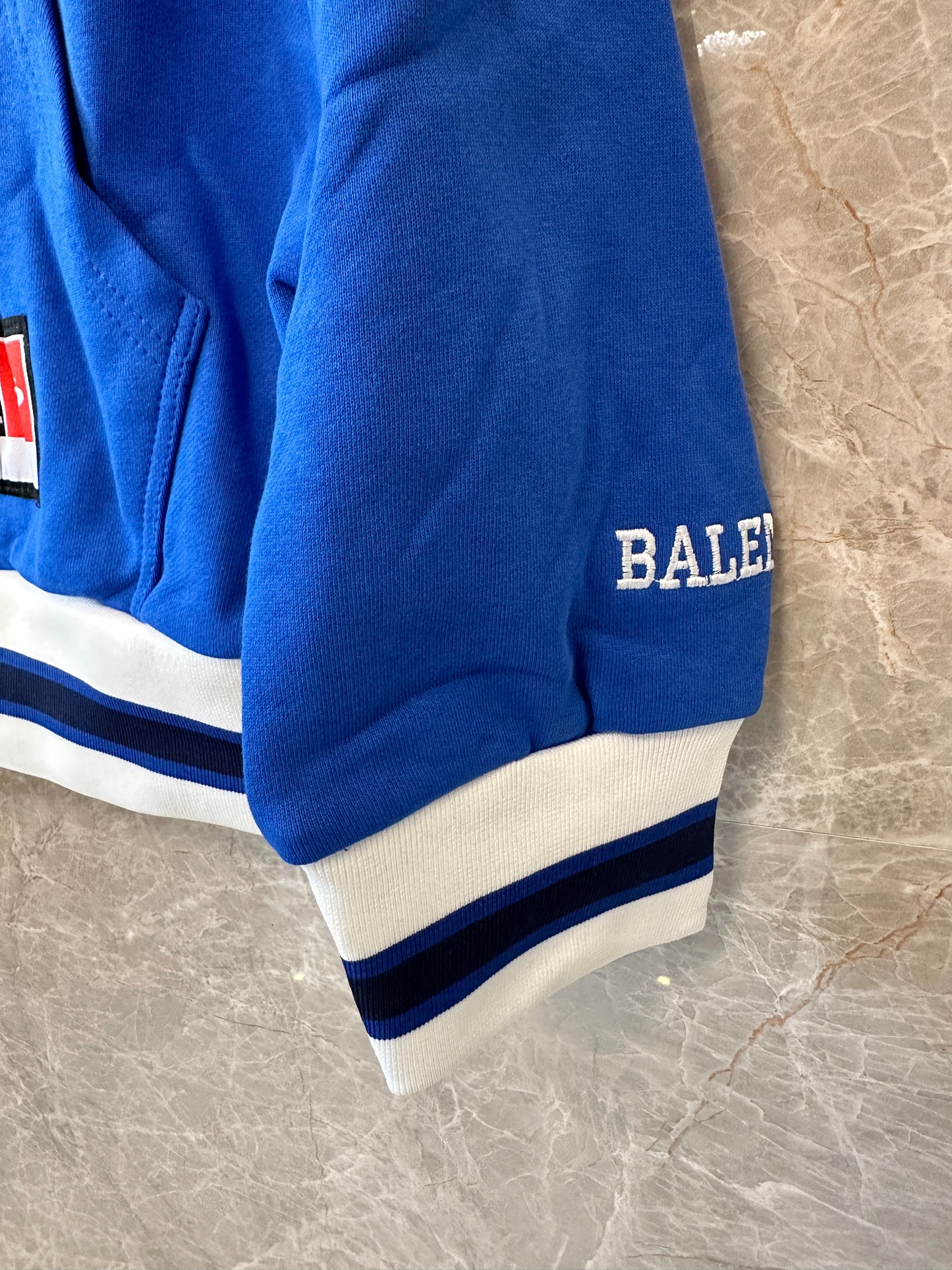 Balenciaga Oversized Logo Hoodie Blue Streetwear Pullover Sweatshirt