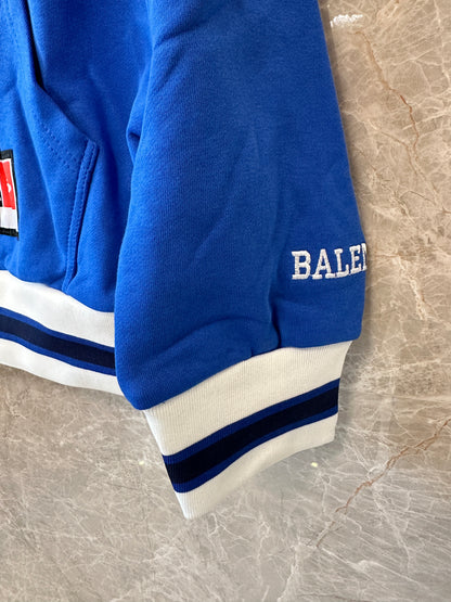 Balenciaga Oversized Logo Hoodie Blue Streetwear Pullover Sweatshirt