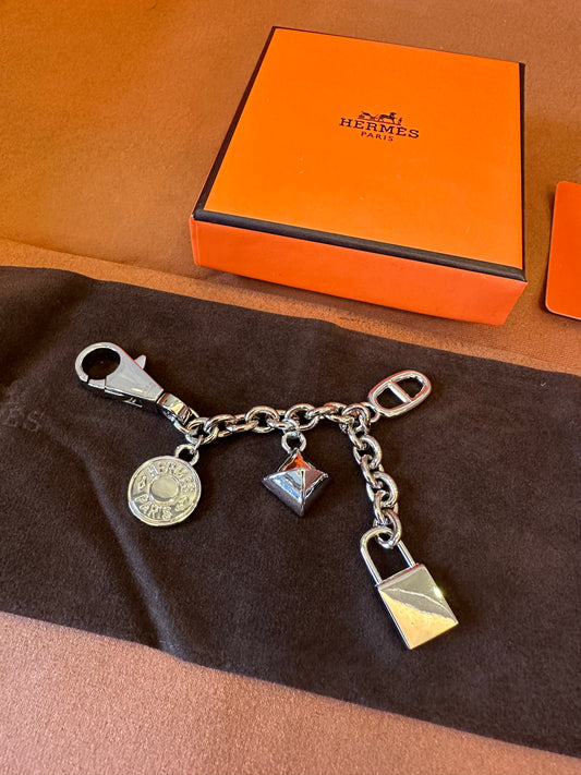 Hermes Palladium-Plated Bag Charm Keychain