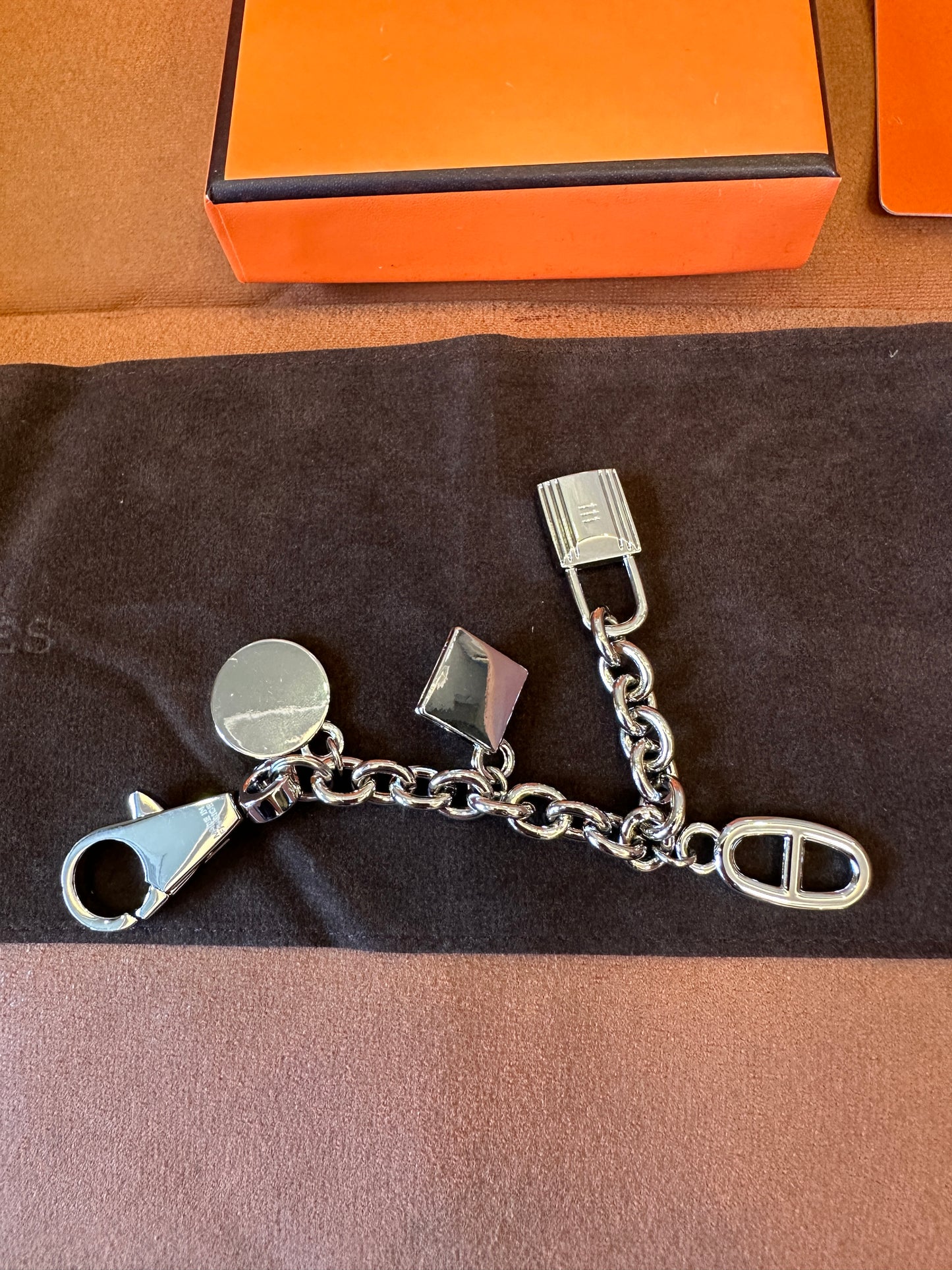 Hermes Palladium-Plated Bag Charm Keychain