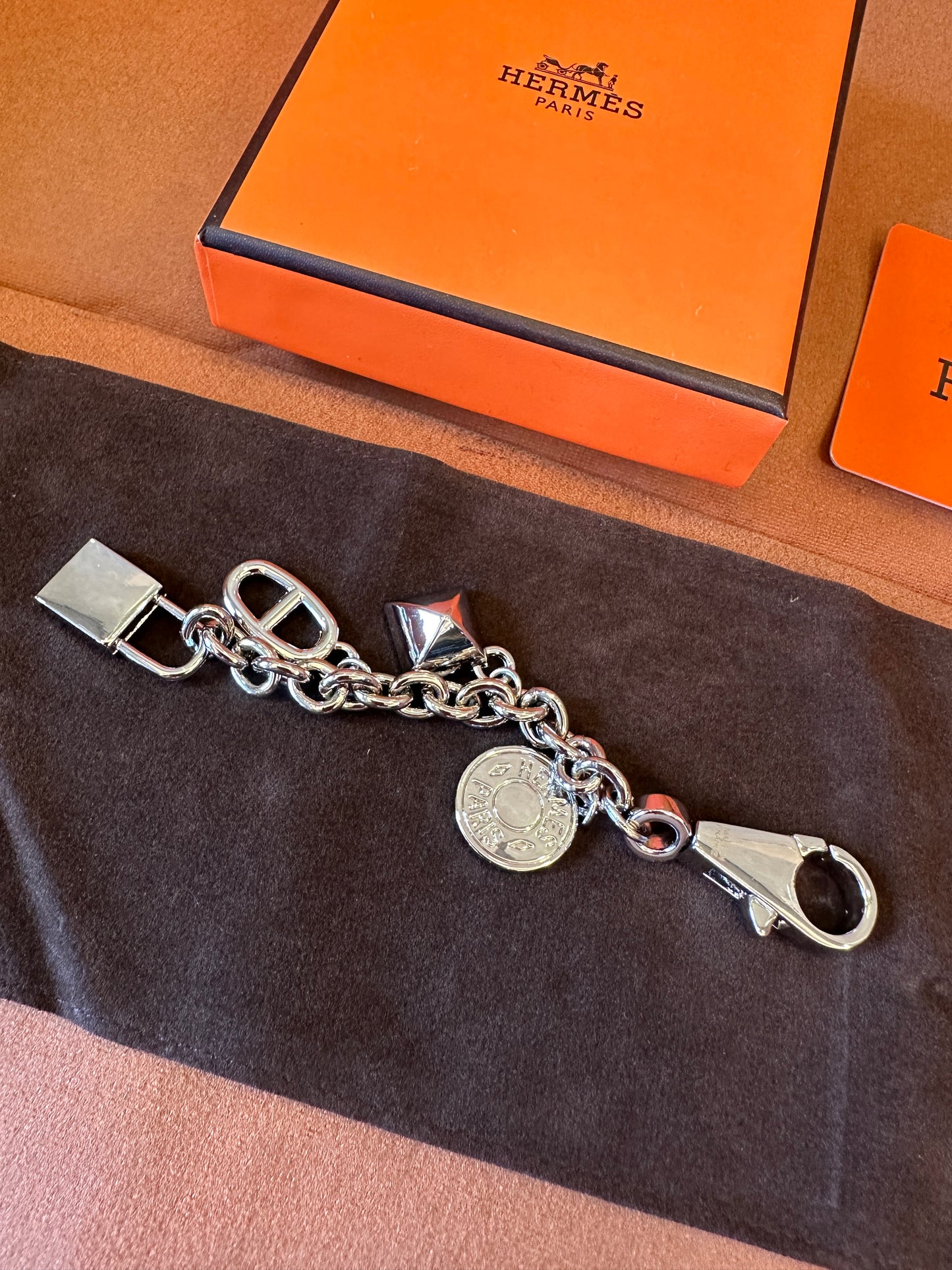 Hermes Palladium-Plated Bag Charm Keychain