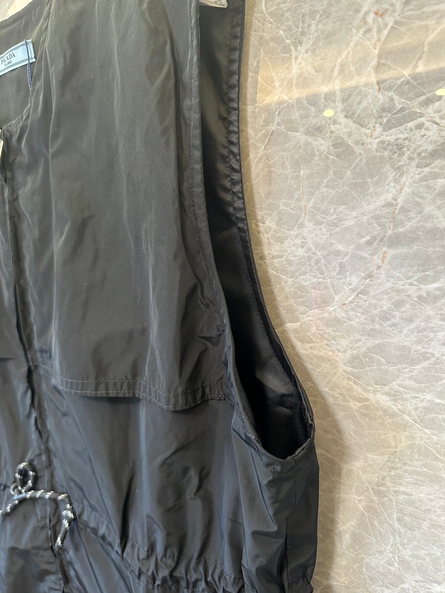 Prada Nylon Sleeveless Dress with Drawstring Waist – Black