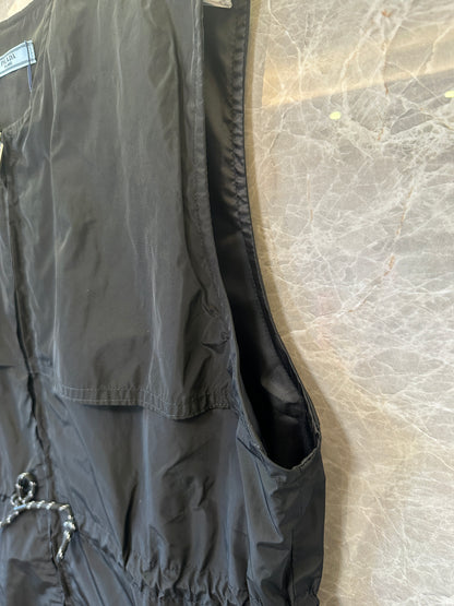 Prada Nylon Sleeveless Dress with Drawstring Waist – Black