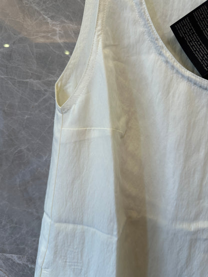 Prada Cream Cotton Sleeveless Dress – Minimalist Logo Detail
