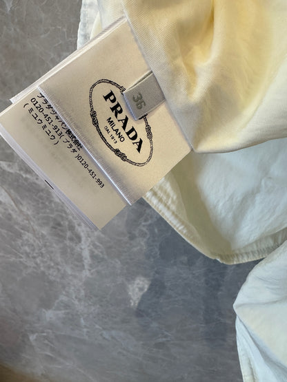 Prada Cream Cotton Sleeveless Dress – Minimalist Logo Detail