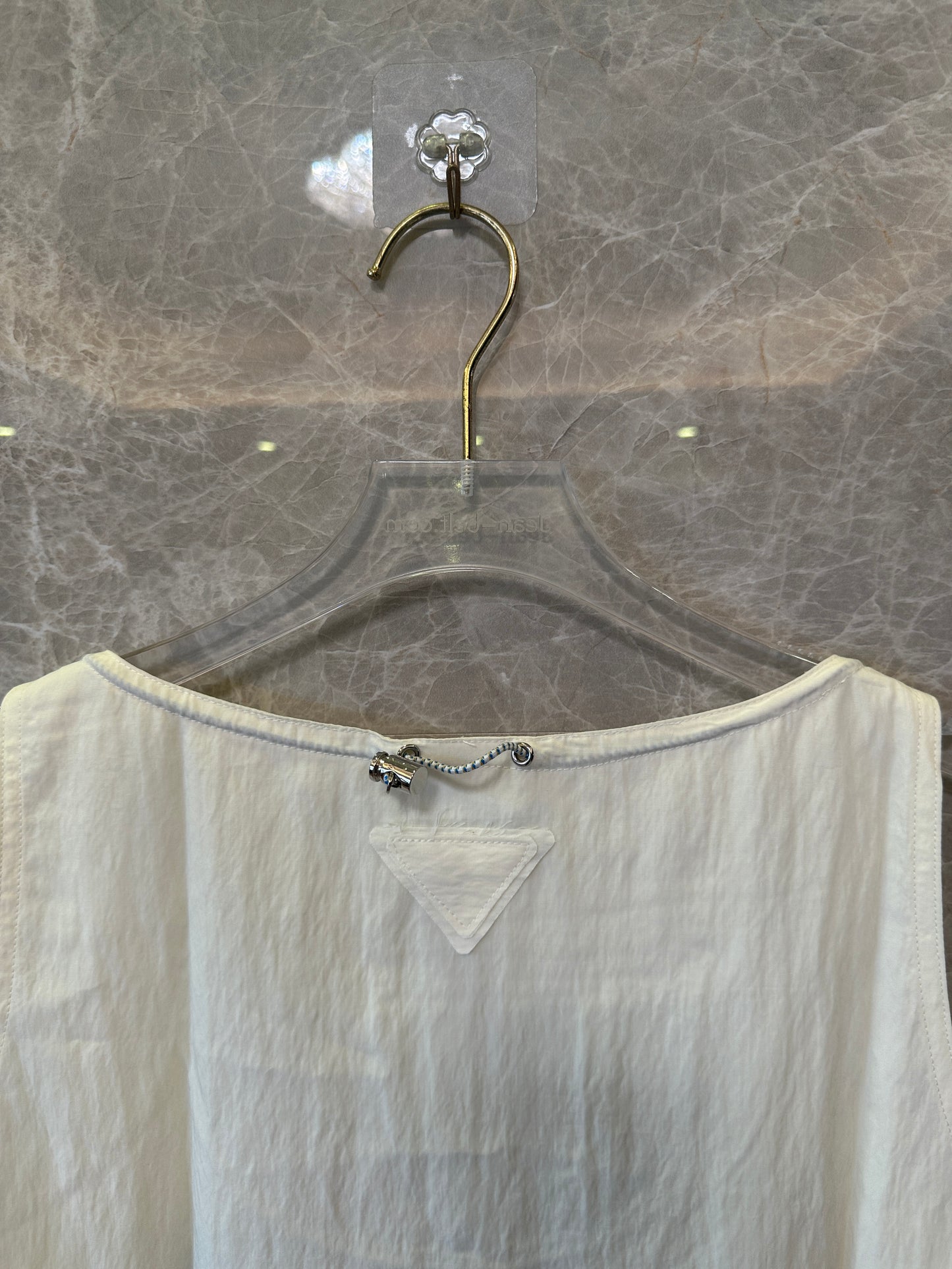 Prada Cream Cotton Sleeveless Dress – Minimalist Logo Detail