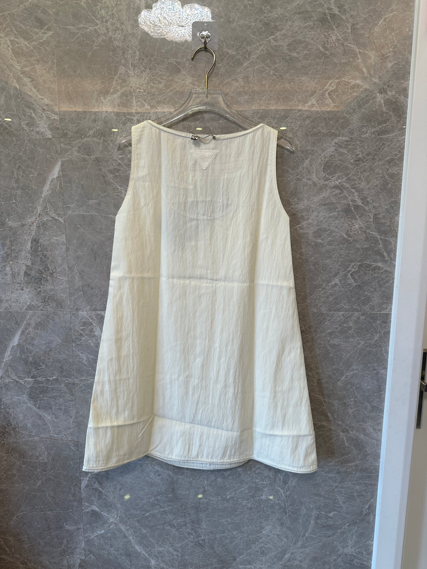 Prada Cream Cotton Sleeveless Dress – Minimalist Logo Detail