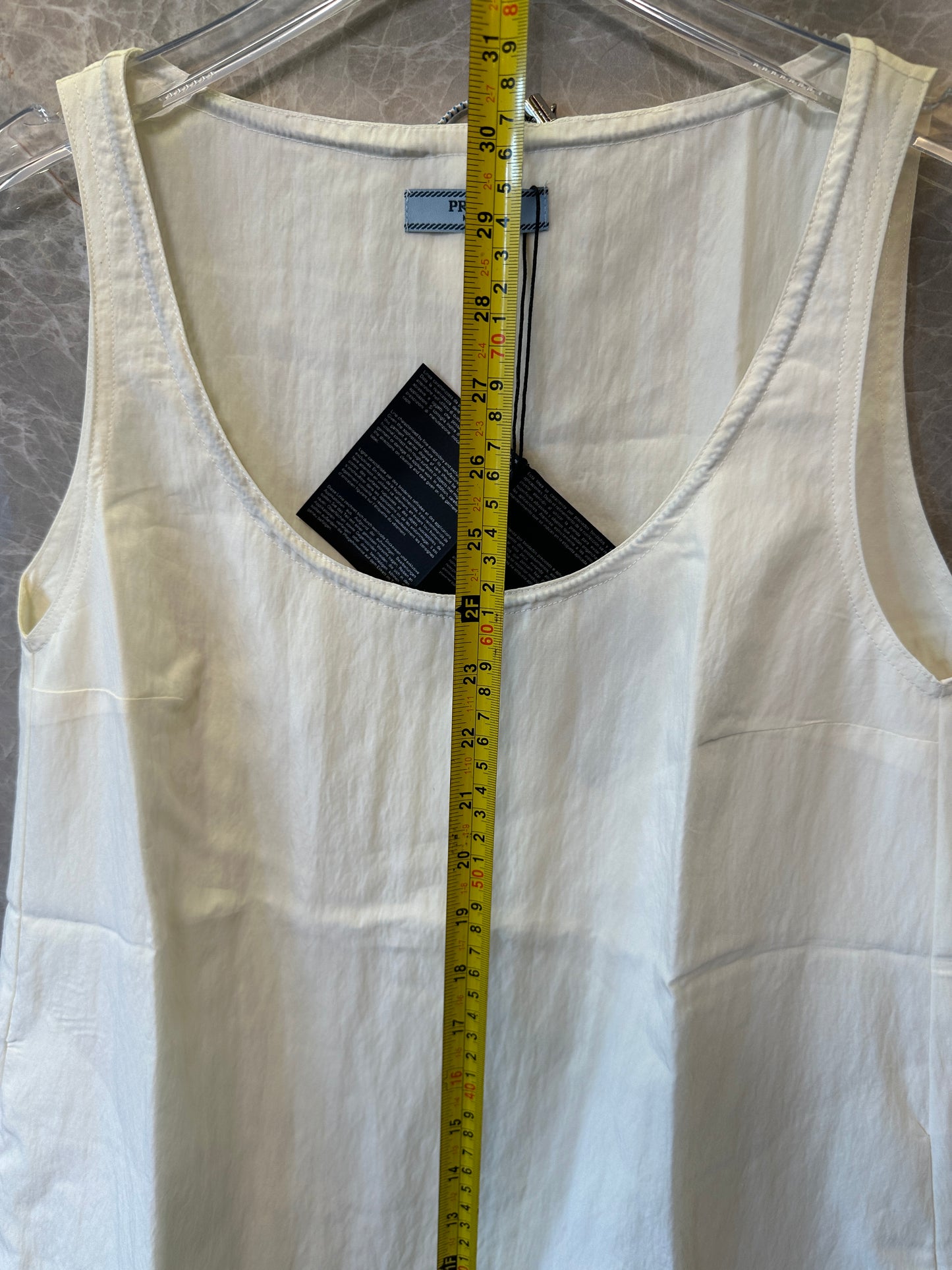 Prada Cream Cotton Sleeveless Dress – Minimalist Logo Detail