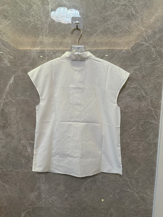 Valentino Lace Embroidered Sleeveless Blouse White Elegant Shirt Women