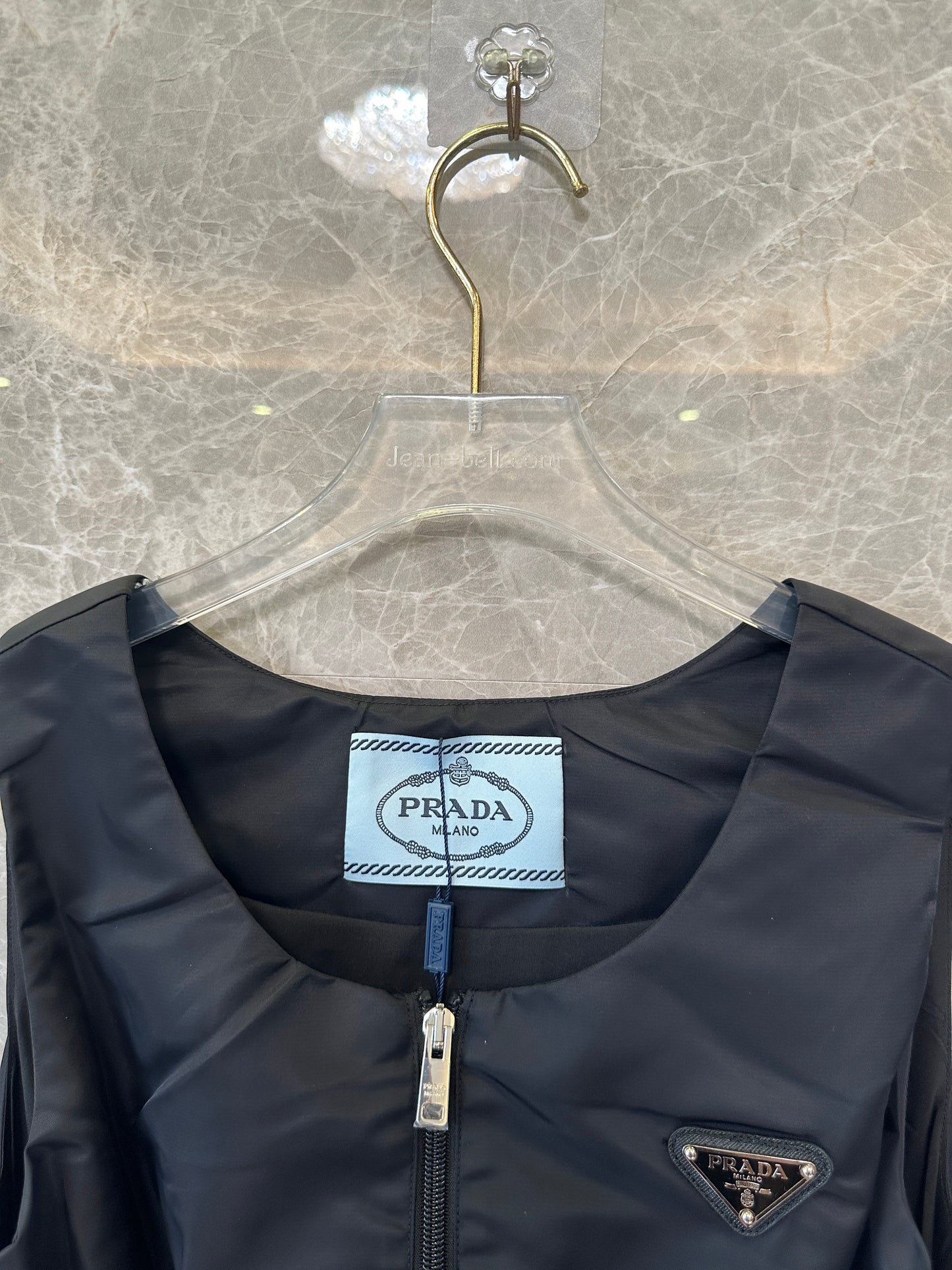 Prada Re-Nylon Sleeveless Drawstring Dress Black