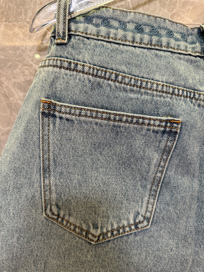 Chanel Women High Waist Denim Shorts Light Wash