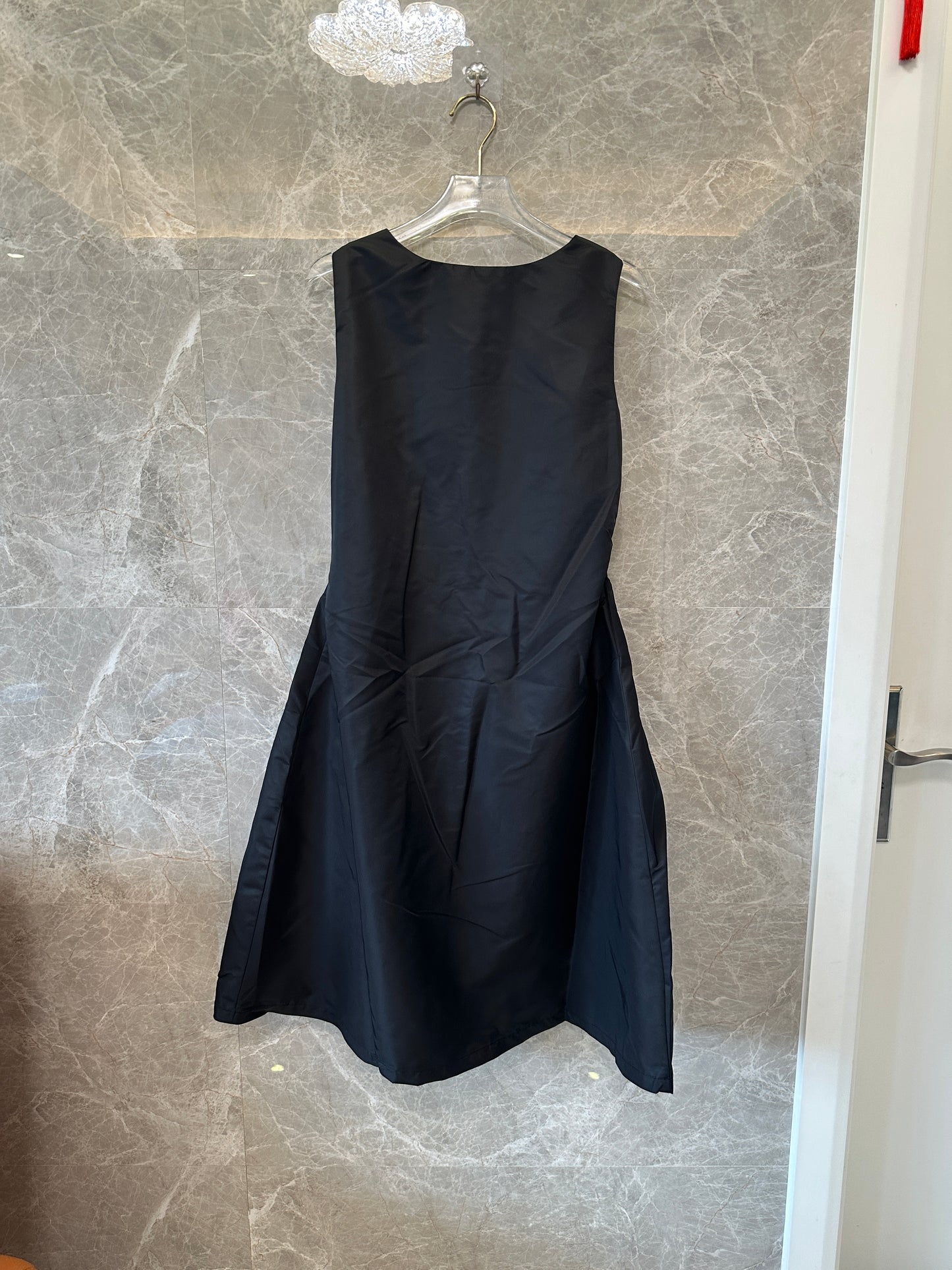 Prada Re-Nylon Sleeveless Drawstring Dress Black