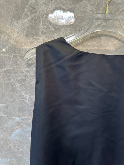 Prada Re-Nylon Sleeveless Drawstring Dress Black