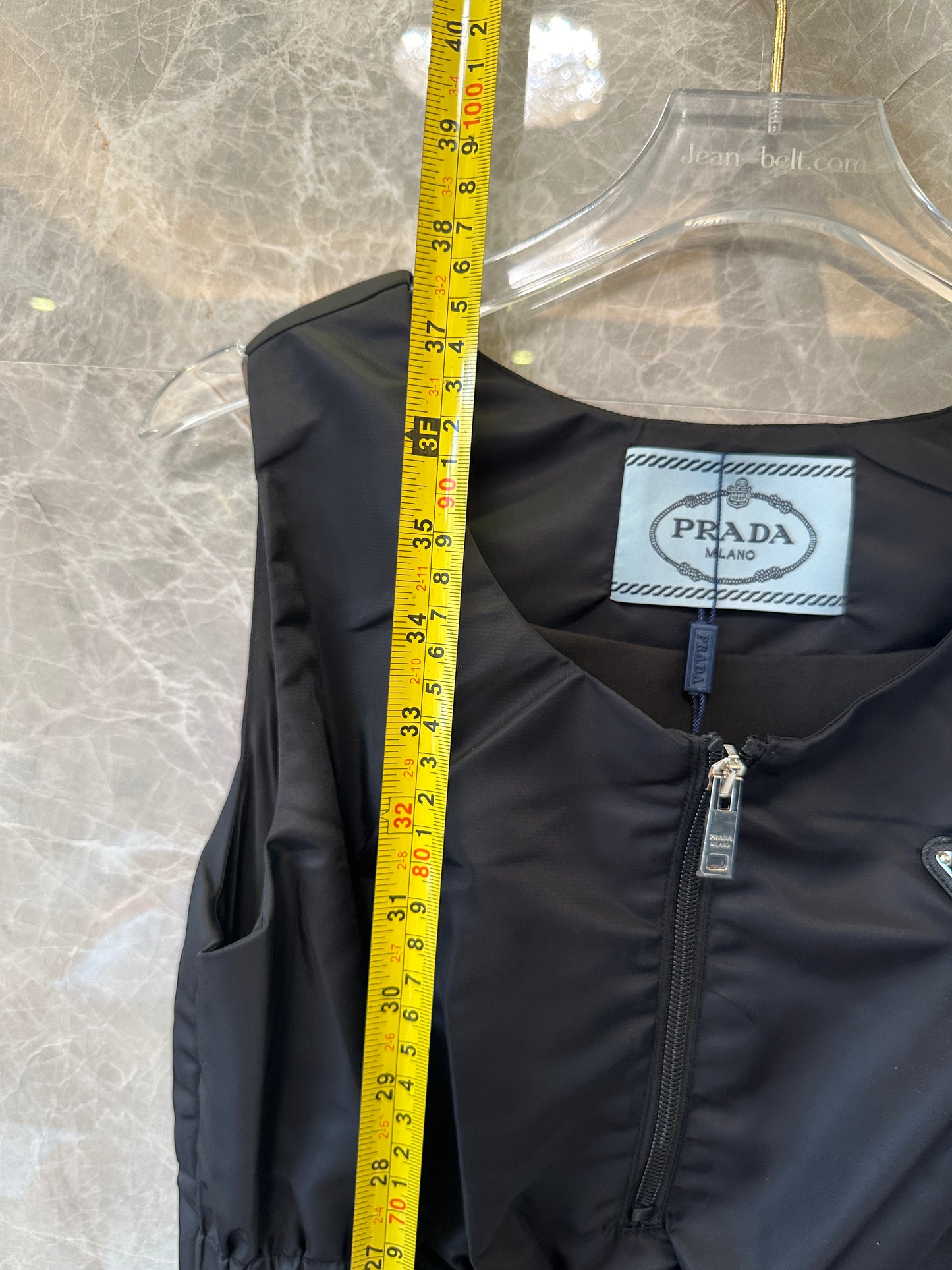 Prada Re-Nylon Sleeveless Drawstring Dress Black