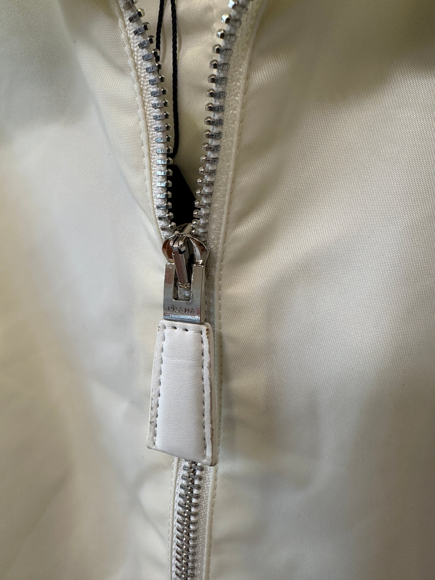 Prada White Re-Nylon Sleeveless Belted Zip-up Dress