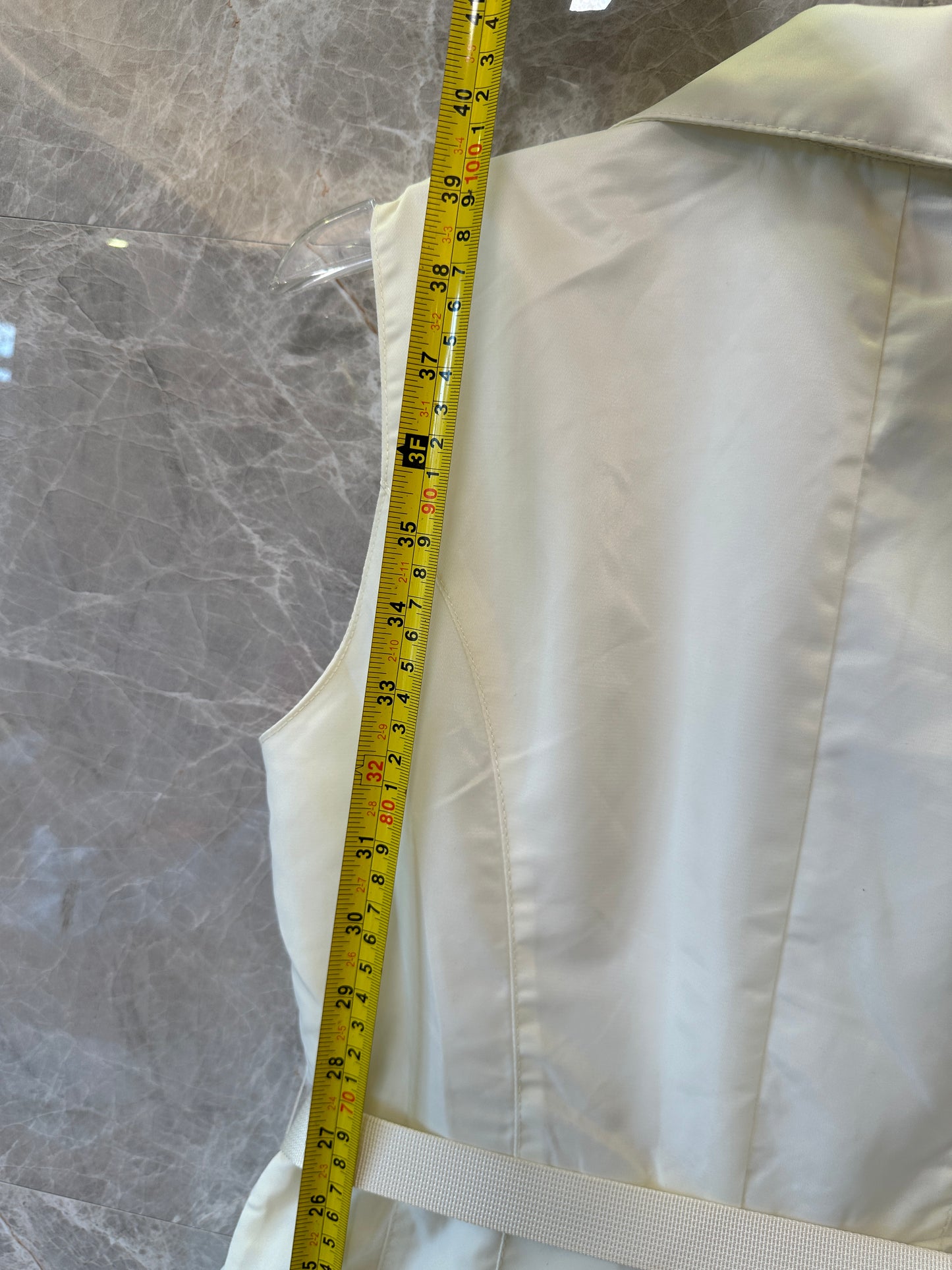Prada White Re-Nylon Sleeveless Belted Zip-up Dress