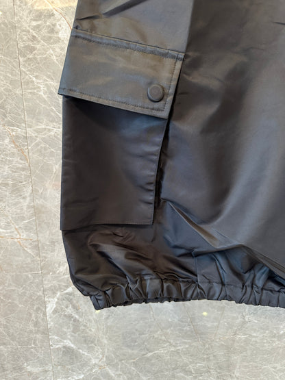 Prada Black Re-Nylon Sleeveless Drawstring Hem Dress