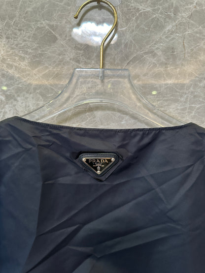 Prada Black Re-Nylon Sleeveless Drawstring Hem Dress
