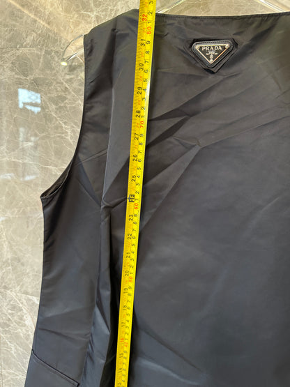 Prada Black Re-Nylon Sleeveless Drawstring Hem Dress