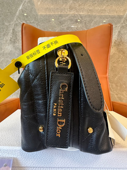 Christian Dior Caro Bag in Black Cannage Calfskin Leather