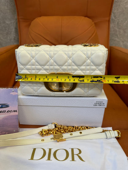 Dior White Cannage Quilted Leather Chain Shoulder Bag Small Flap Crossbody