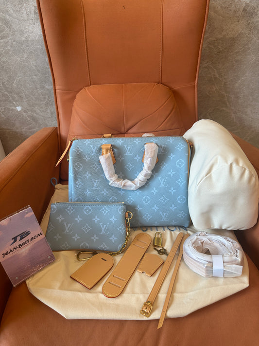 Louis Vuitton Blue Monogram Leather Speedy 30 Handbag
