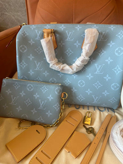 Louis Vuitton Blue Monogram Leather Speedy 30 Handbag