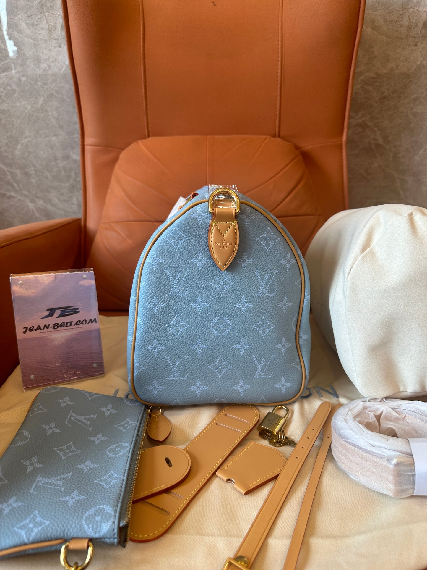 Louis Vuitton Blue Monogram Leather Speedy 30 Handbag