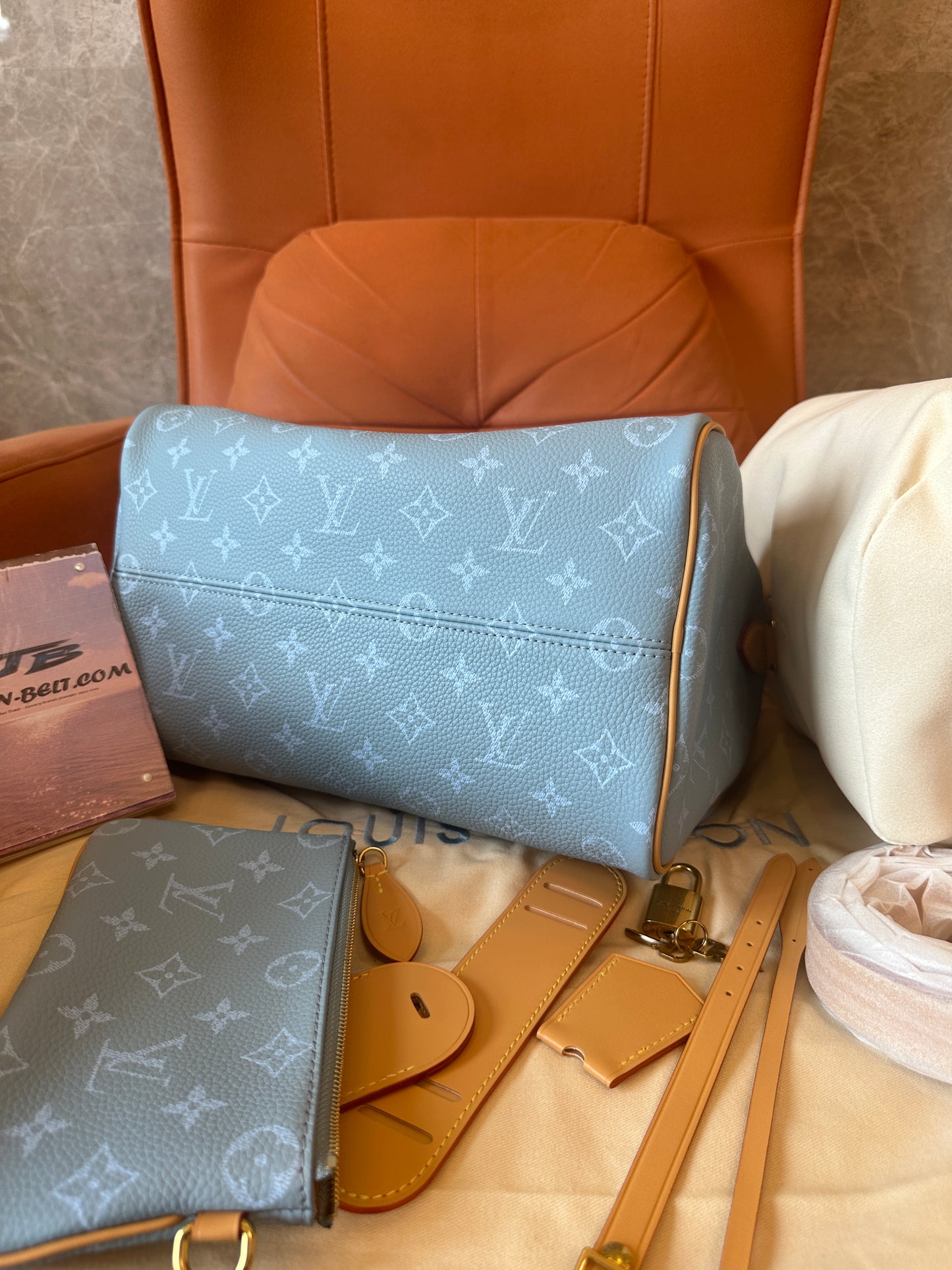 Louis Vuitton Blue Monogram Leather Speedy 30 Handbag