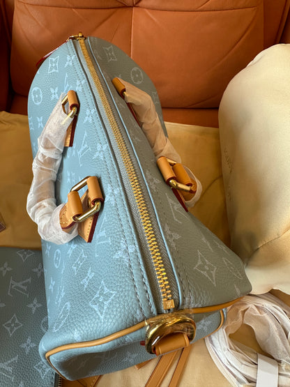 Louis Vuitton Blue Monogram Leather Speedy 30 Handbag