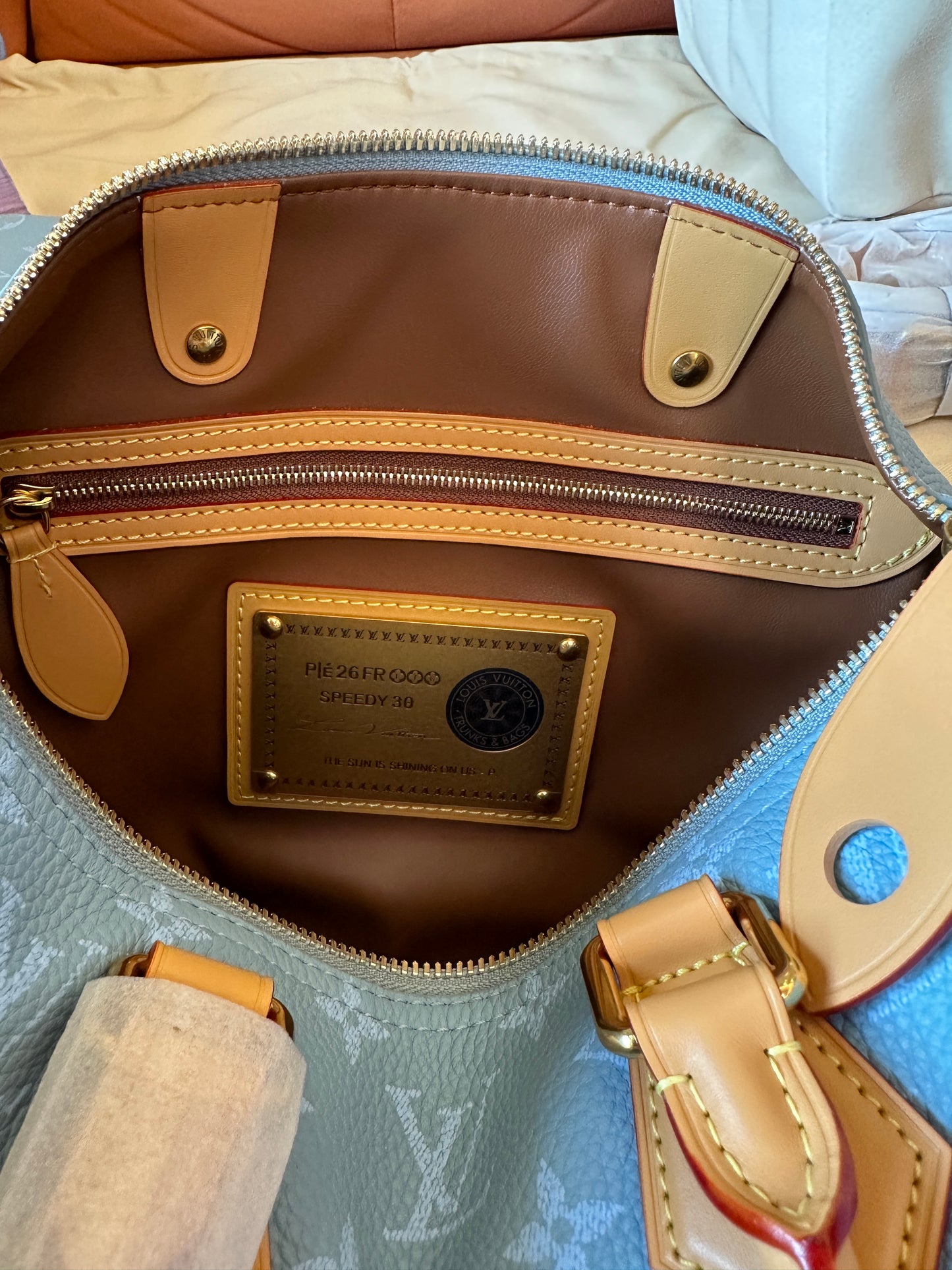 Louis Vuitton Blue Monogram Leather Speedy 30 Handbag