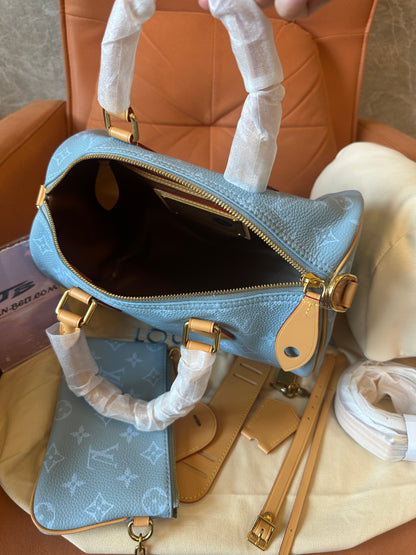 Louis Vuitton Blue Monogram Leather Speedy 30 Handbag