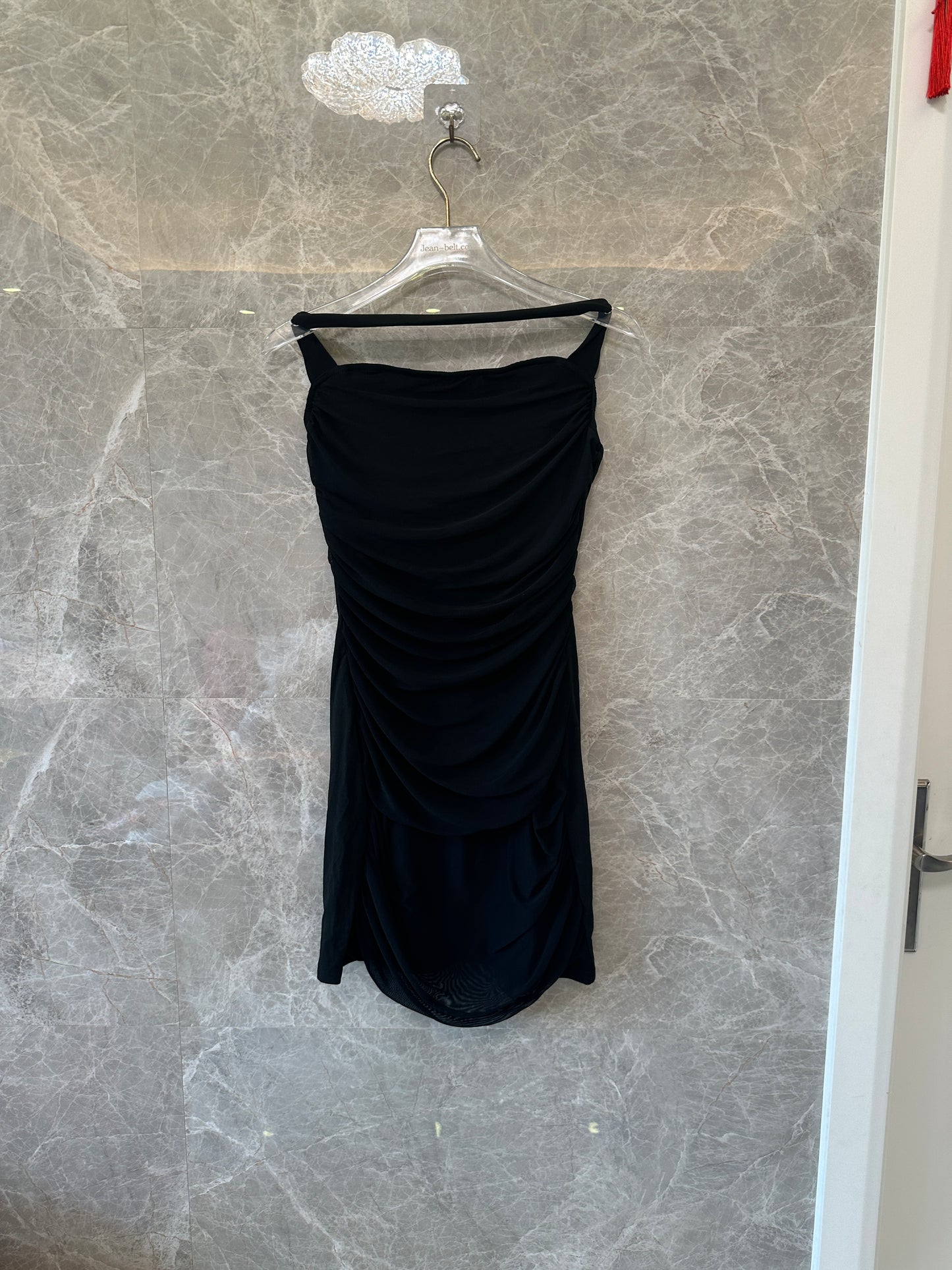 Black Halter Neck Ruched Bodycon Mini Dress Slim Fit Dress