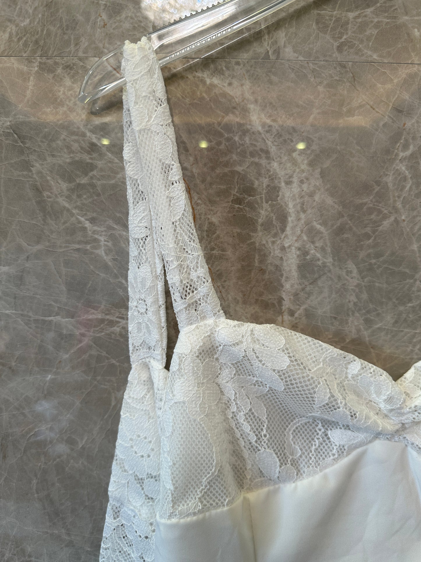 White Lace Panel Mini Dress