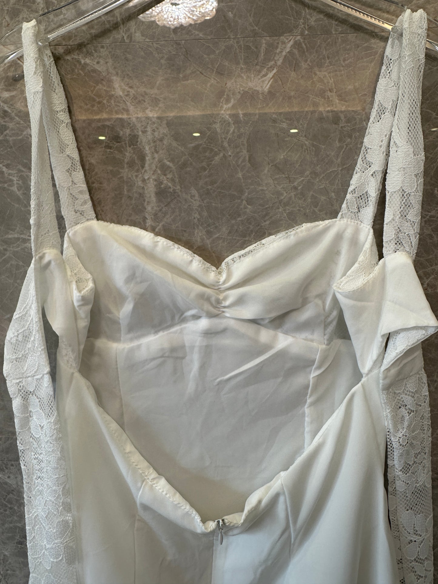 White Lace Panel Mini Dress